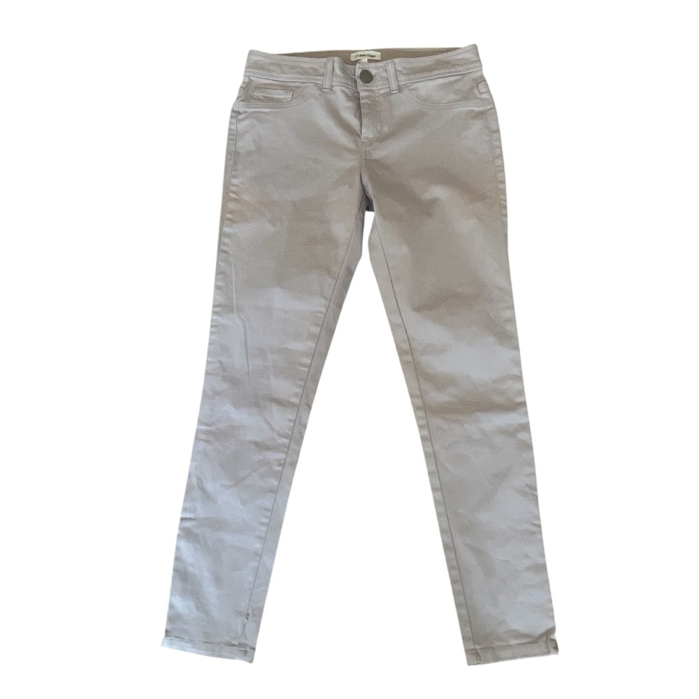 Calvin Klein Skinny Pants Jeans Pale Lavender Purple Color Zipper at Ankle Sz 2